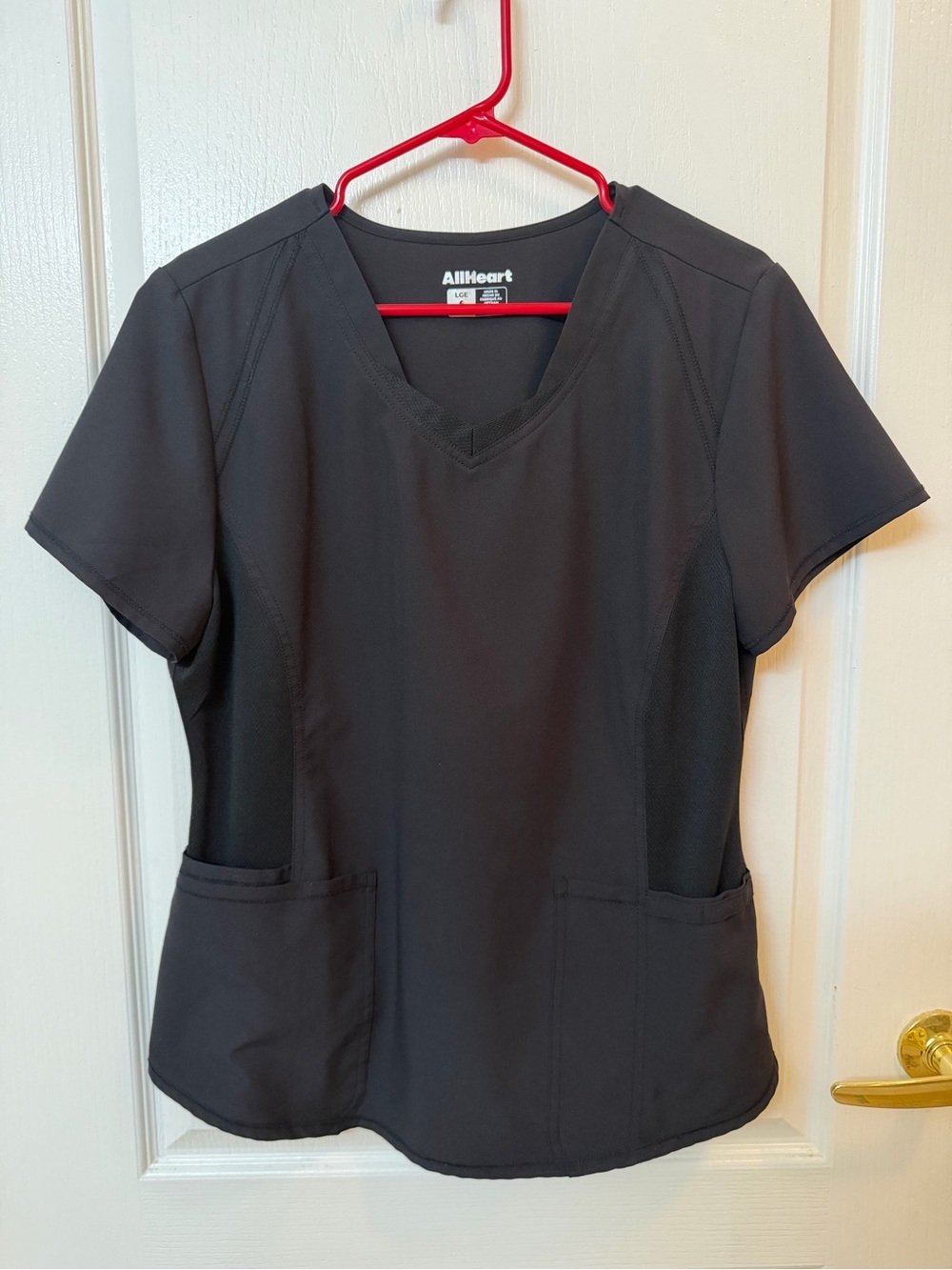 AllHeart Women's V-Neck Short Sleeve Scrub Top — Charcoal